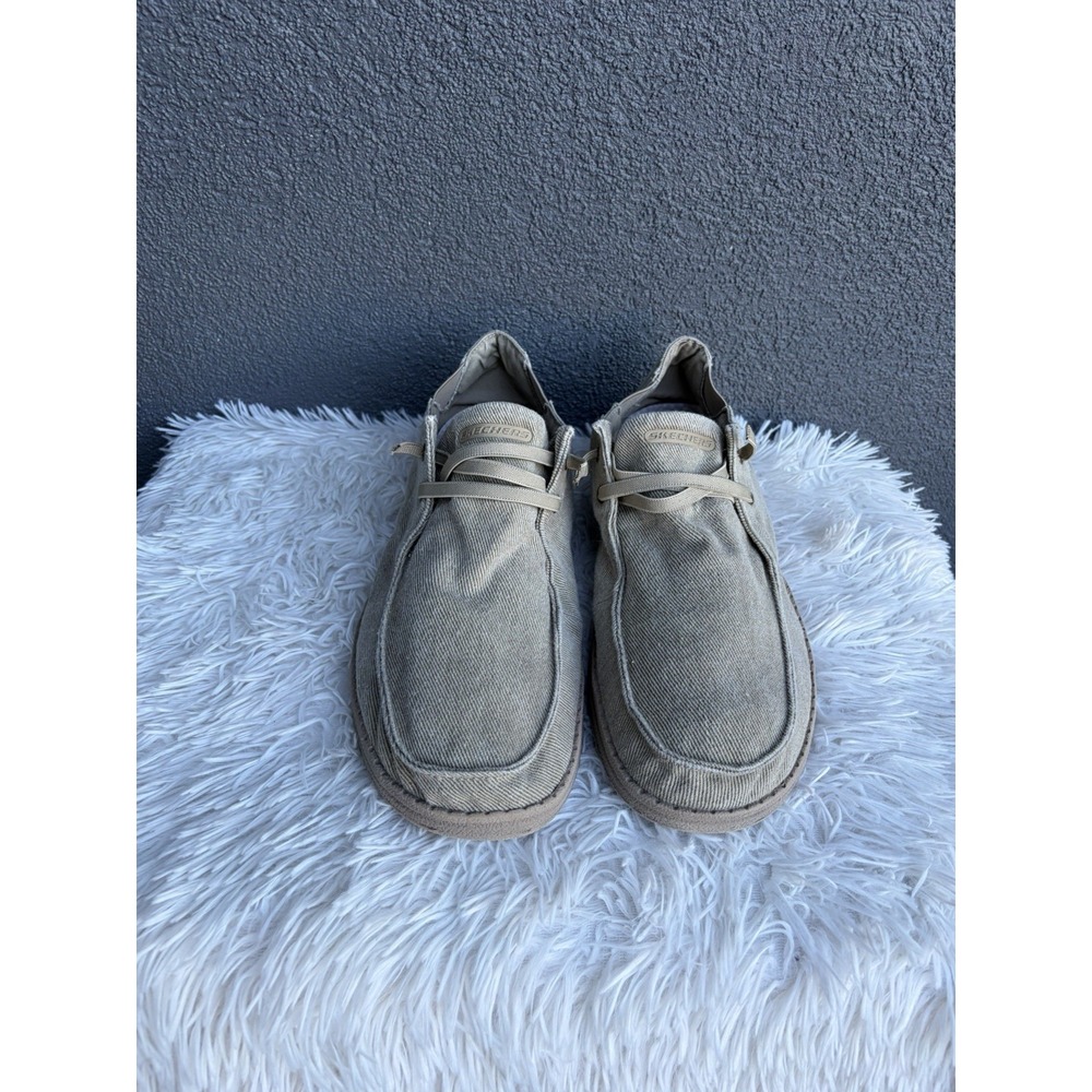 Skechers Classic Fit Shoes Mens 13 Taupe Stonewash Slip On Handsfree Loafers